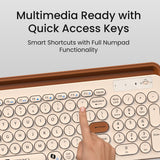 Portronics Bubble 3.0 Wireless Keyboard with Bluetooth + 2.4 GHz USB Receiver, Rechargeable Battery, Dual Height Adjustment, Multimedia Hotkeys with Numpad, for Laptop, PC, Smartphone, Tablet(Beige)