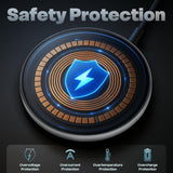 Amkette Air 450 Wireless Charger/Magsafe Charger | Latest Qi Technology 15W Wireless Charging with MagSafe Compatibility| Includes Magnetic Ring for Non-MagSafe Phones | Universal Compatibility