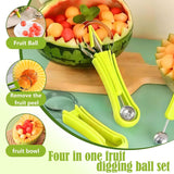 4 in 1 Fruit Cutters Shapes, Watermelon Scooper Fruit Scooper and Baller, Fruit Carving Tools