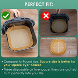 ZELKEY 100 PCS Air Fryer Paper Sheets, Disposable Paper Liner for Microwave, Oil-Proof Air Fryer Parchment Paper for Frying, Baking, Cooking, Roasting and Microwave (Square 8 INCH)