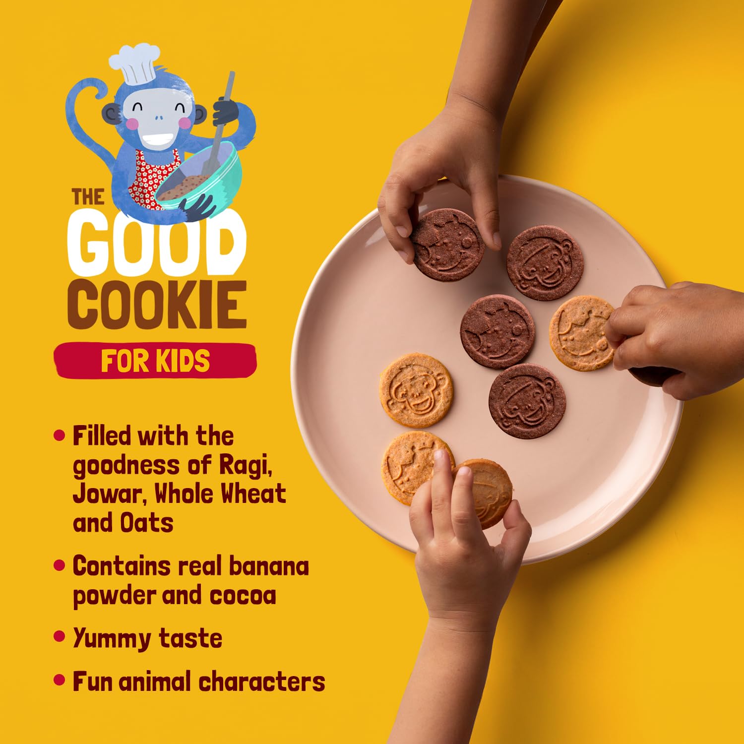 Slurrp Farm No Maida No Refined Sugar Assorted Pack of Cookies | Banana Oat, Choco Ragi and Milky Choco Chip | Healthy Cookies Made With Multigrains | Perfect for tiffins, travel or snack time | Pack of 3 x 80g