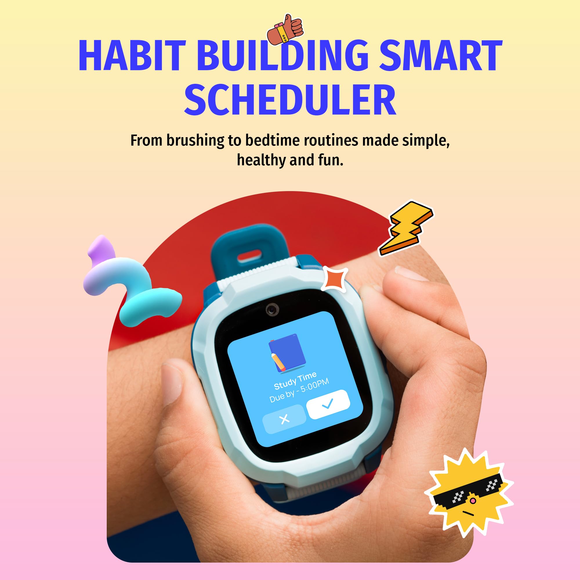 Noise Junior Explorer 2 Smart Watch for Kids with 4G SIM Compatible, 2-Way Video & Voice Calling, Geofencing, Real Time Location Monitoring via Google Maps, IP68, SOS Emergency Alerts (Frost Pop)