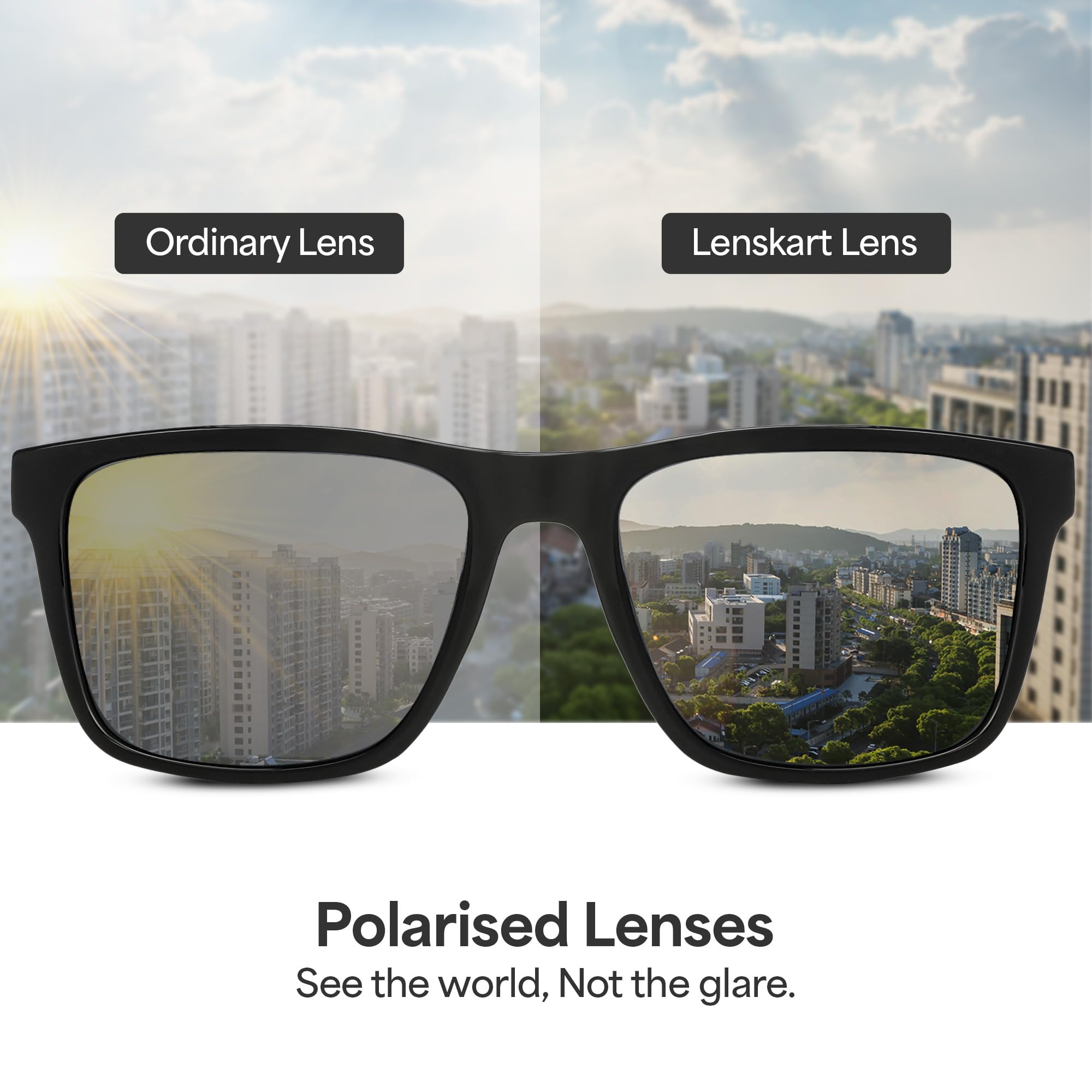 Vincent Chase By Lenskart | Black Full Rim Square | Polarised Stylish Sunglasses | 100% UV Proctected | For Men & Women (Medium, VC S13973)