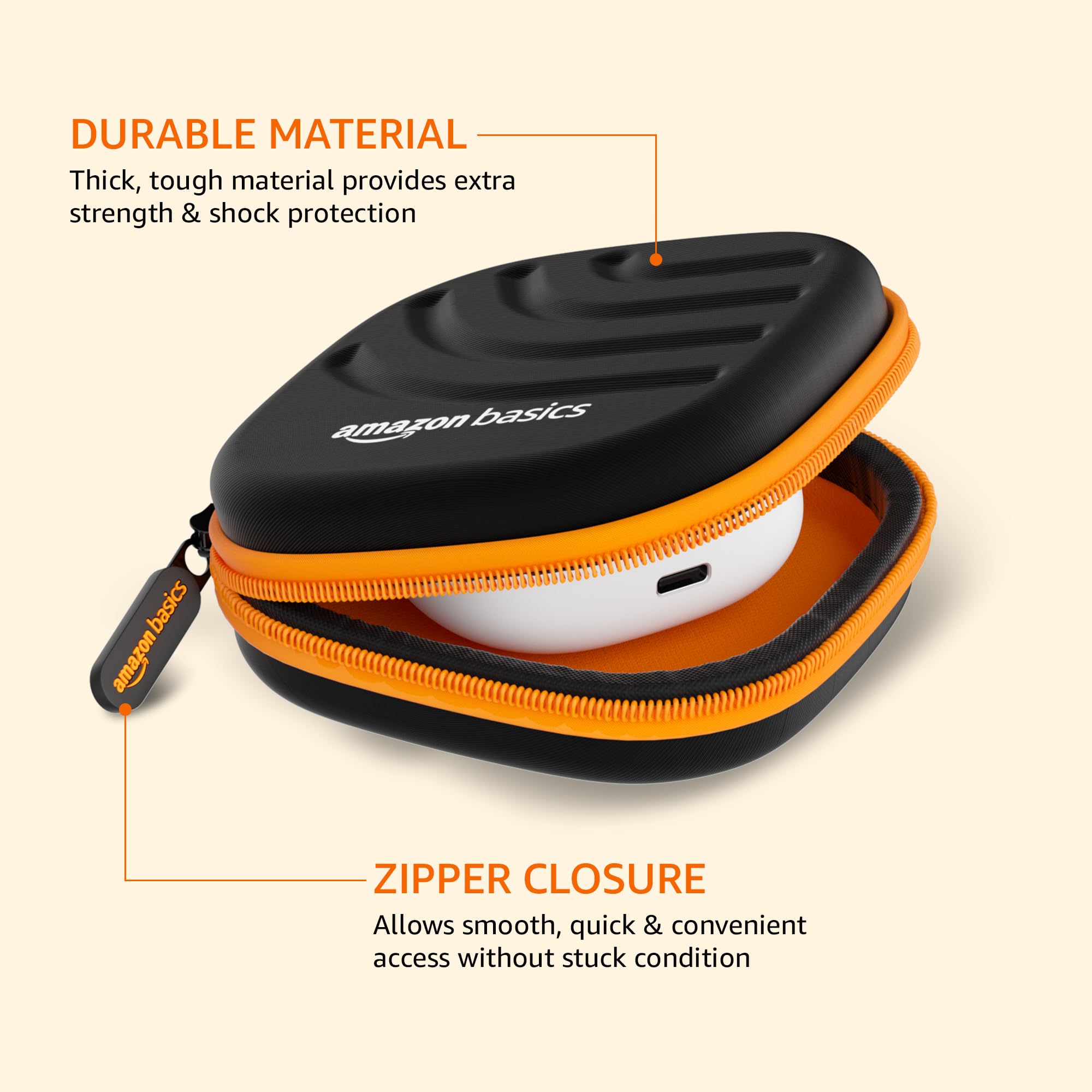 Amazon Basics Earphone Carrying Case - Multi Purpose Pocket Storage with Carabiner Hook, Travel Organizer for Earphones, Pen Drives, Memory Card, Cable (Black)