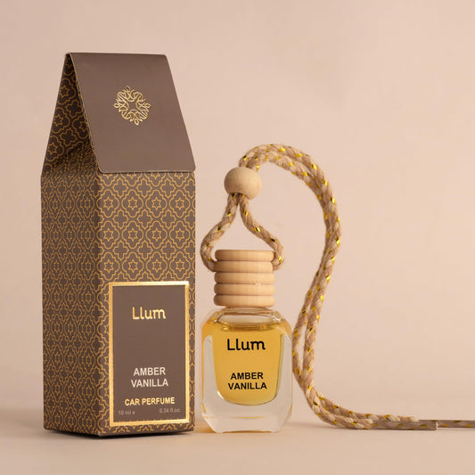 Llum Amber Vanilla Hanging Car Air Freshener |10ml, Pack of 1 |Luxury, Organic Toxin-Free Perfume |Interior Accessory for fresh Aroma |Long Lasting Fragrance, liquid