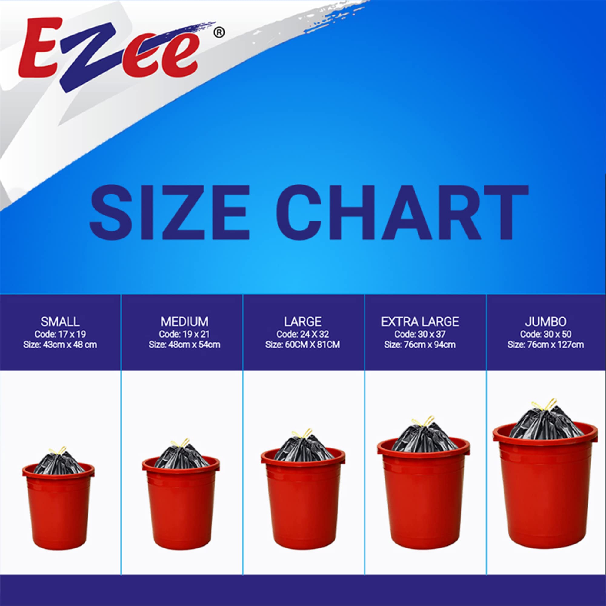 Ezee Garbage Bag - 20 Pieces (Pack of 2, Extra Large, 30 inches x 50 inches)