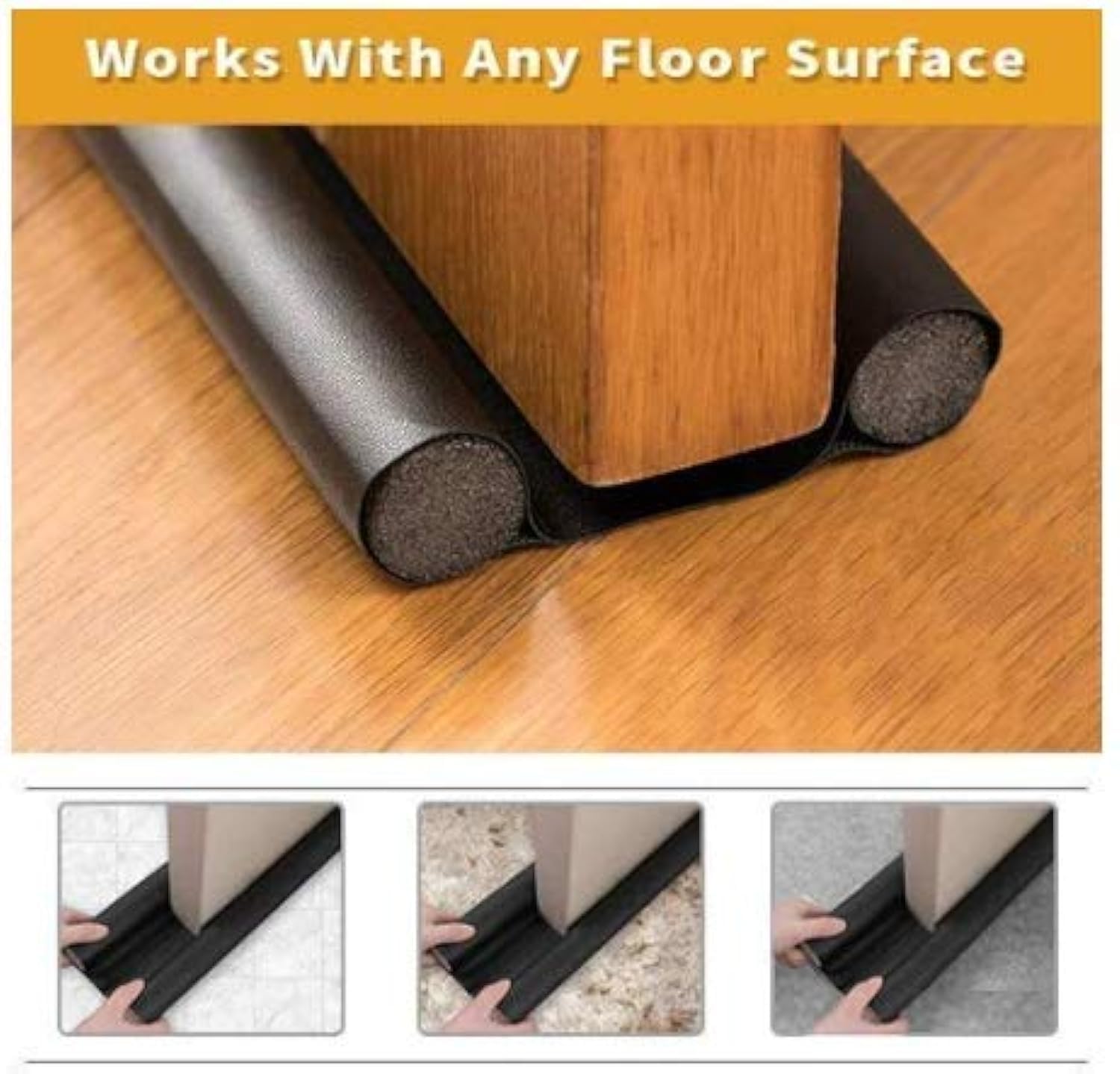 VOOY Door Bottom Sealing Strip Guard for Home | (39 inches, Pack of 3) | Door Stoppers | Door Seal | Door Closers | Sound-Proof Reduce Noise Energy Saving Weather Stripping | Waterproof (Brown/Black)