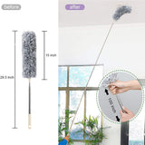 UCRAVO 2025 Upgraded Fan Cleaning Mop Microfiber Duster with Extension Pole(Stainless Steel), Extra Long 100 inches, with Bendable Head, Extendable Duster for Cleaning High Ceiling Fan, Interior Roof