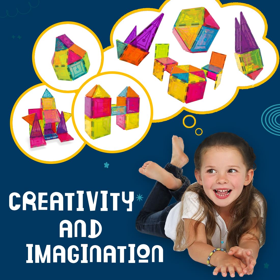 Wembley Magnetic Tiles for Kids Toys for 3 + Year Old Boy | Magnetic Blocks for Kids for 2-5 Years | STEM Learning Educational Magnet Building Blocks Brain for Kid - 10 Pcs