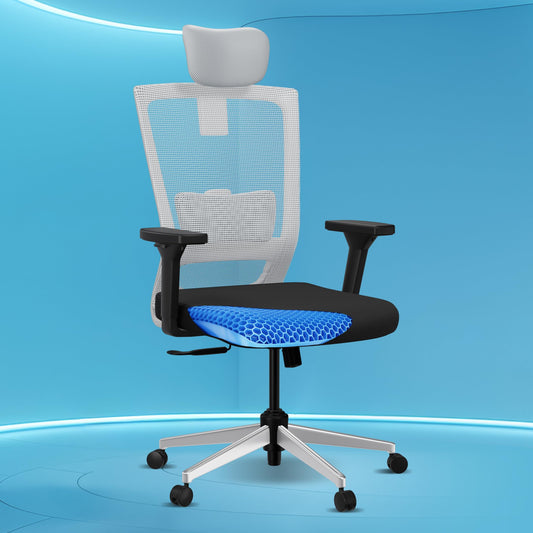 The Sleep Company Stylux Premium Ergonomic Office Chair | Patented SmartGRID Technology | SpinePro Adjustable Lumbar Support for Desk Chair | Chair for Work, Home, Study | Enduring Design | Grey