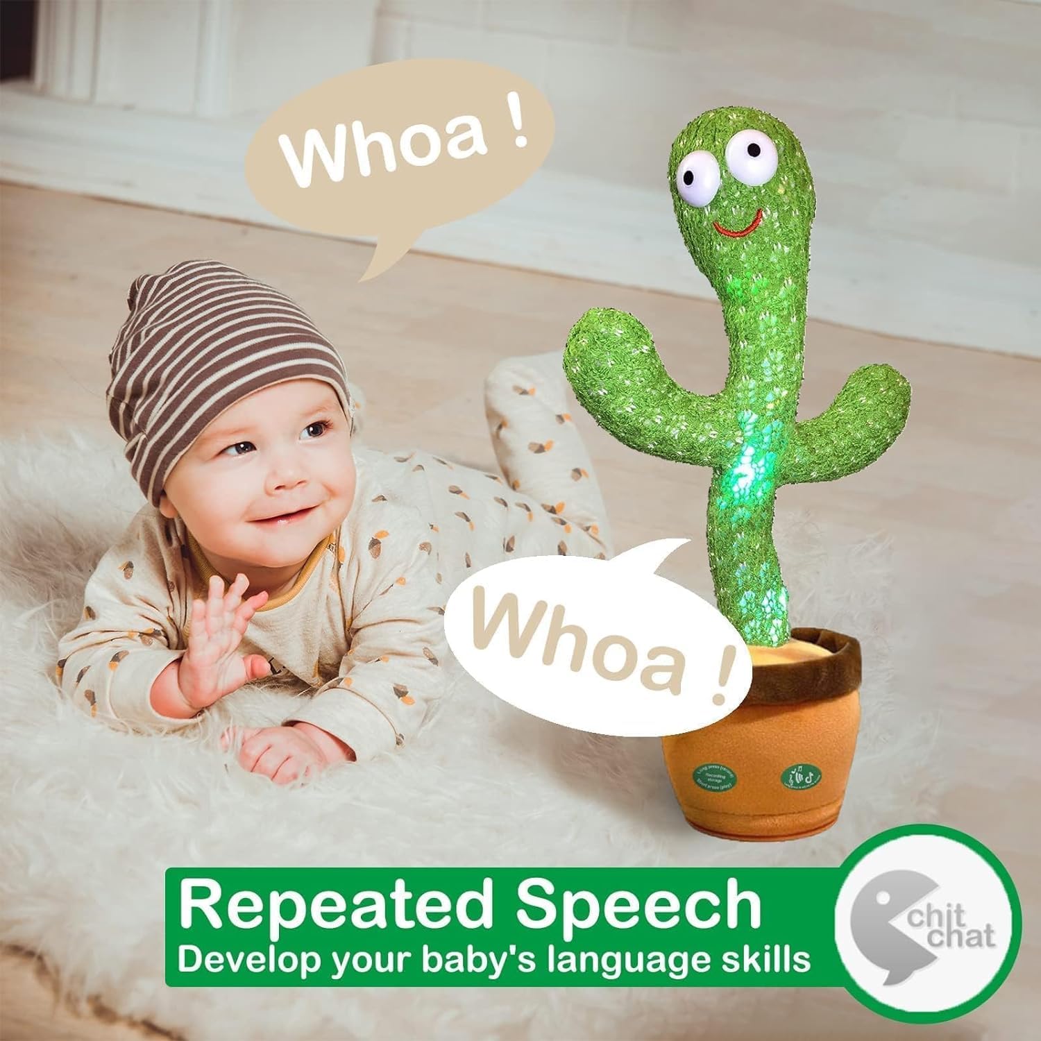 Storio Rechargeable Toys Talking Cactus Baby Toys for Kids Dancing Cactus Toys Can Sing Wriggle & Singing Recording Repeat What You Say Funny Education Toys for Children Playing Home Decor for Kids