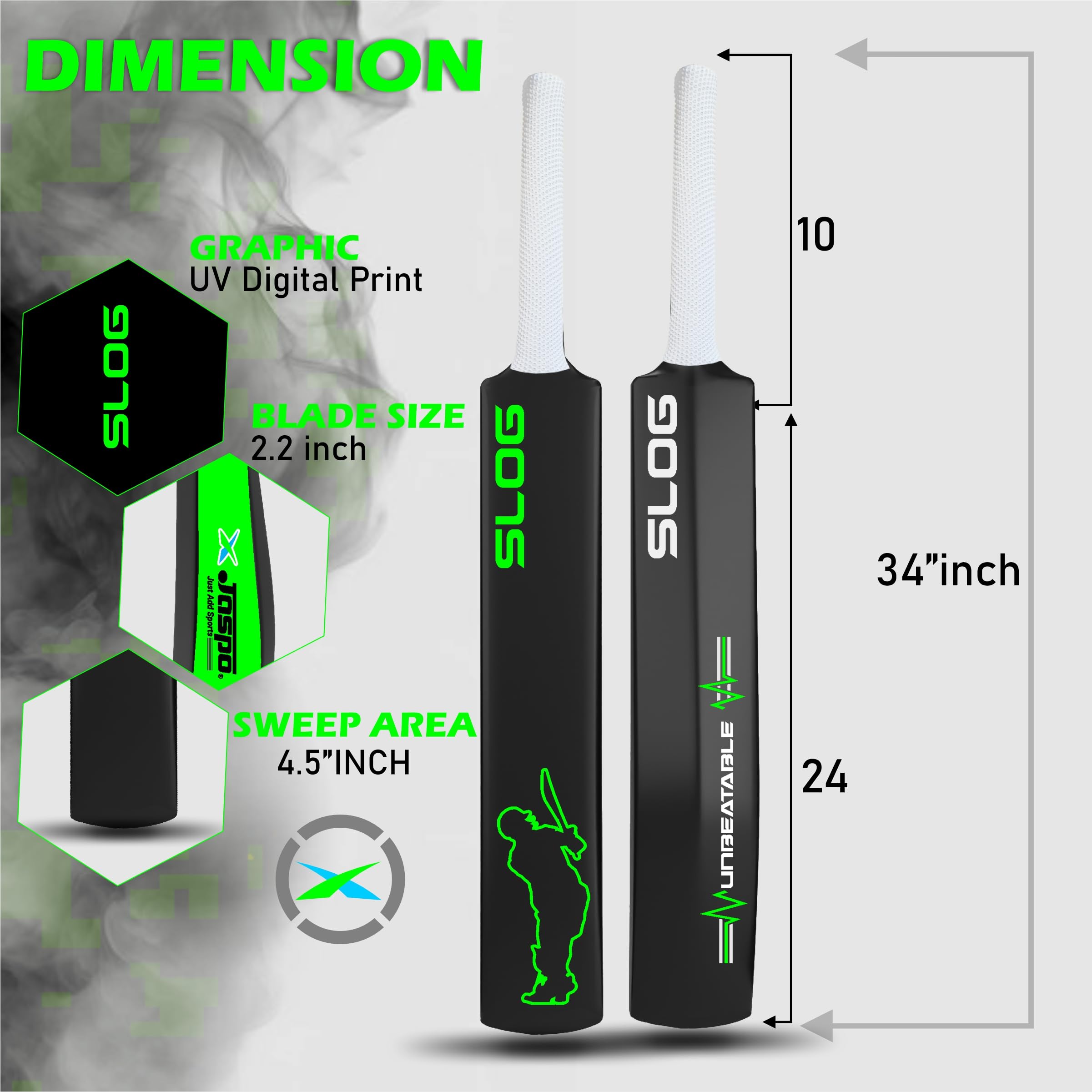 Jaspo SLOG Plastic Tennis Cricket Bat Full Size Bat (34” X 4.5” inch) for All Age Group (SLOG Cricket BAT) (SLOG)