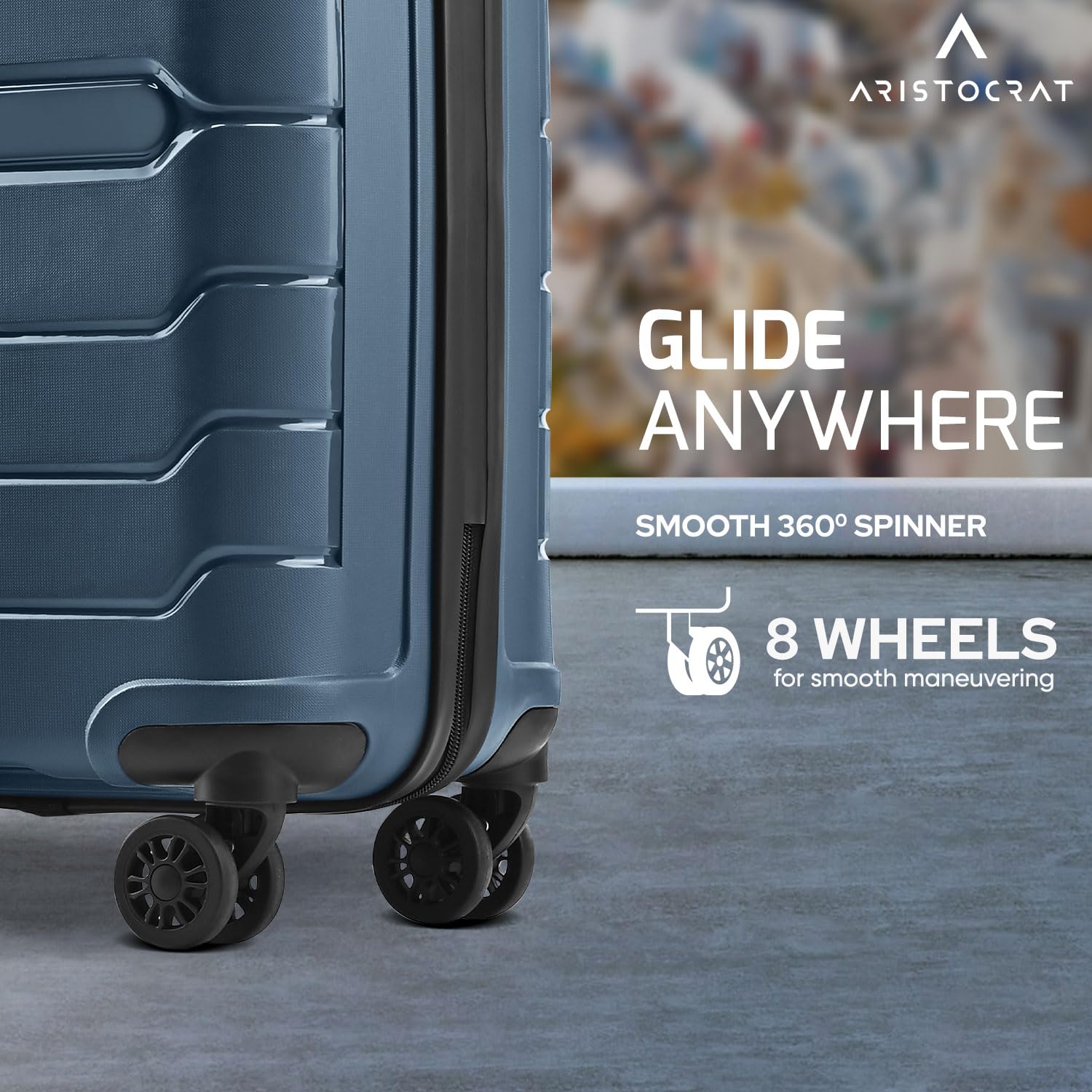 Aristocrat Liberty Cabin (Carry-On) Trolley Bag, 58Cm | Combination Lock | 8 Wheels | 3 Years International Warranty | Spanish Blue