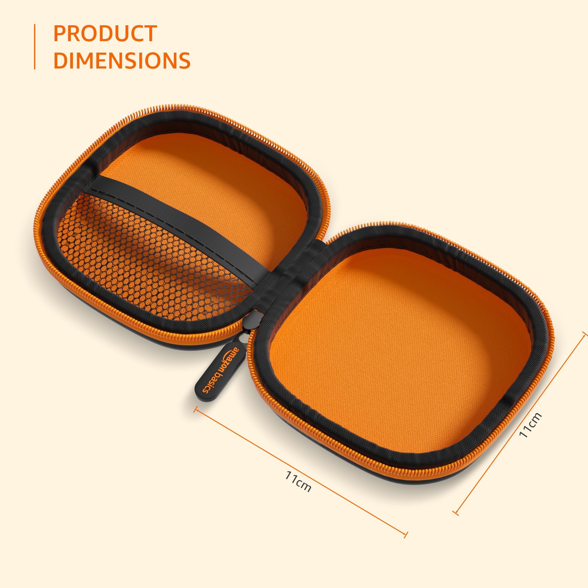 Amazon Basics Earphone Carrying Case - Multi Purpose Pocket Storage with Carabiner Hook, Travel Organizer for Earphones, Pen Drives, Memory Card, Cable (Black)