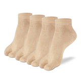 Supersox Ankle Length Thumb Socks for Women, Made with Breathable, Anti Odour & Moisture Absorbent Combed Cotton with a Extra Durable Welt, Ideal For All Day Wear (Pack Of 4), Beige