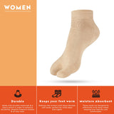 Supersox Ankle Length Thumb Socks for Women, Made with Breathable, Anti Odour & Moisture Absorbent Combed Cotton with a Extra Durable Welt, Ideal For All Day Wear (Pack Of 4), Beige