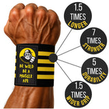 Muscleape Wrist Wraps for Gym | SuperFabric Strength Support Straps for Heavy Lifting, CrossFit & Powerlifting | Adjustable Compression Wrist Support for atheletes– Superb Workout Wrist Stability & Protection. (Bumblebee, 14 Inche)