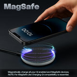 Amkette Air 450 Wireless Charger/Magsafe Charger | Latest Qi Technology 15W Wireless Charging with MagSafe Compatibility| Includes Magnetic Ring for Non-MagSafe Phones | Universal Compatibility