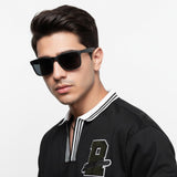 Vincent Chase By Lenskart | Black Full Rim Square | Polarised Stylish Sunglasses | 100% UV Proctected | For Men & Women (Medium, VC S13973)