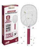 Weird Wolf Heavy Duty Mosquito Racket Bat | Rechargeable Electric Fly Swatter | Mosquito Killer Racquet with Type-C Charging and 6 Months Warranty (Maroon)
