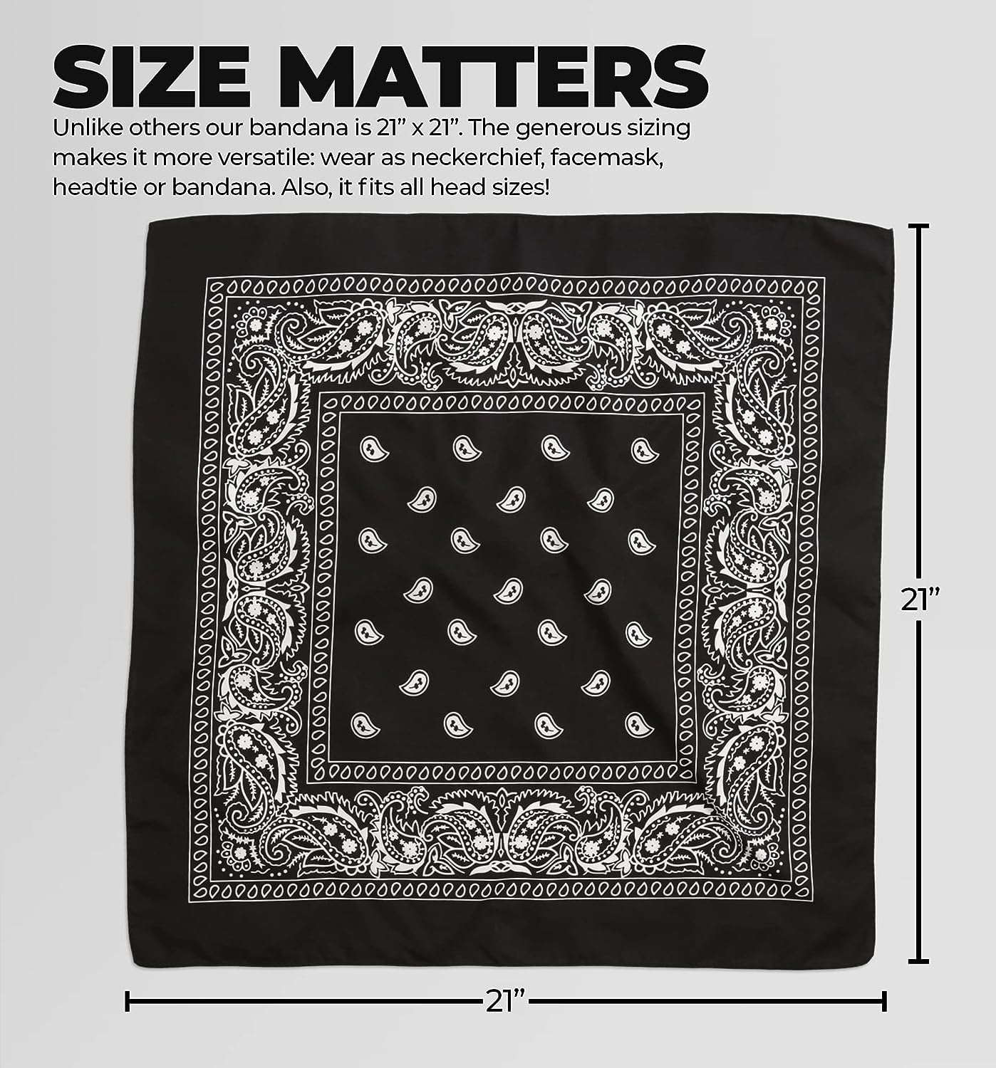 DIKHAWA Unisex Soft Breathable Cotton Paisley Printed Cowboy Bandanas,Headband,Scarf (BLACK,WHITE,NAVY,BURGUNDY_50CM X 50CM_Pack of 4)