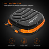 Amazon Basics Earphone Carrying Case - Multi Purpose Pocket Storage with Carabiner Hook, Travel Organizer for Earphones, Pen Drives, Memory Card, Cable (Black)