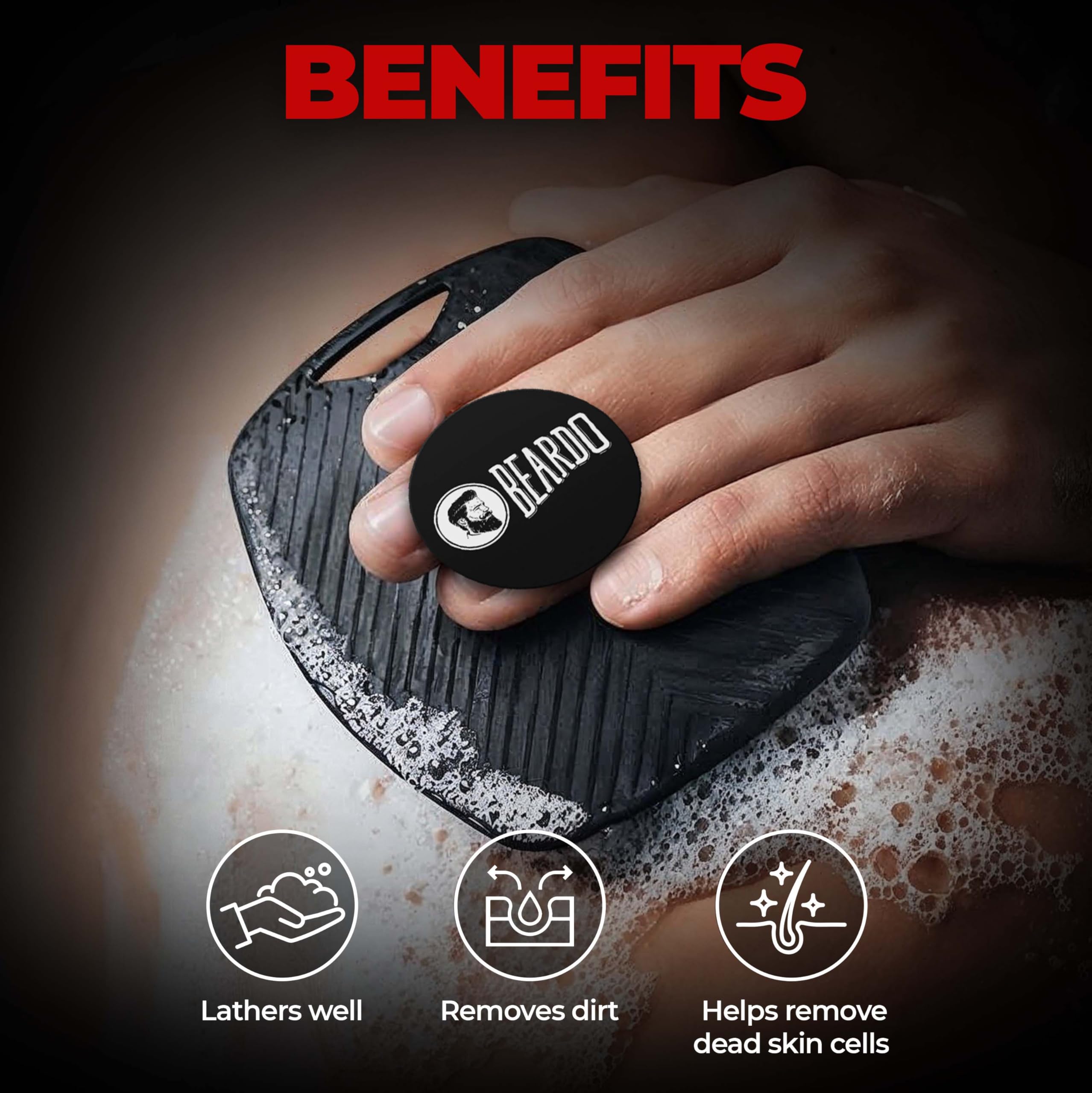 Beardo Silicone Body Scrubber Bath Brush for Men | Cleanses, Exfoliates & Removes Dead Skin | Super Soft Silicone Bristles | Lathers Well | Ergonomic No-Slip Handle, Body Scrubber for Men