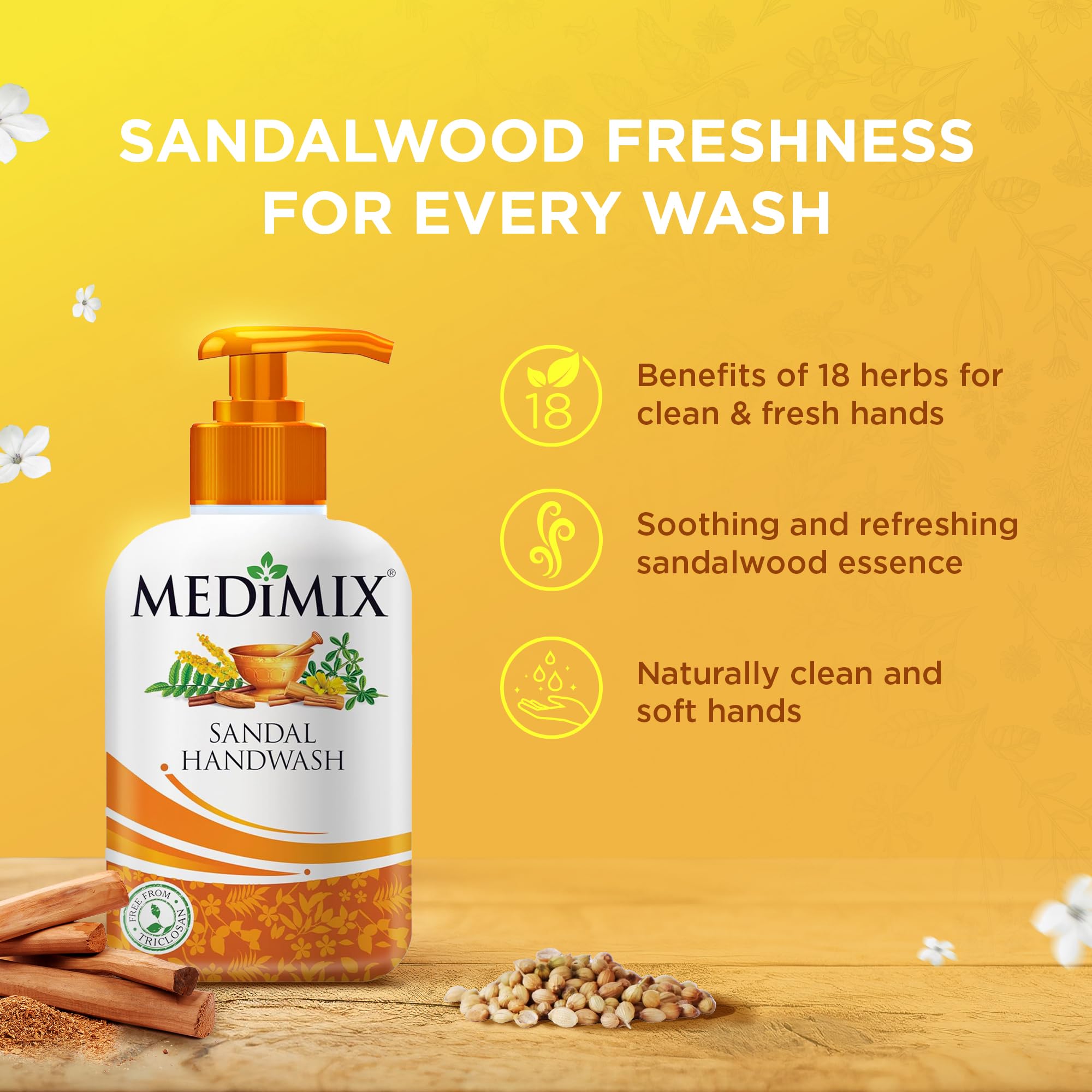 Medimix Sandal Liquid Handwash 500g Bottle (1 + 1 Combo Pack) | Ideal for Germ Protection, Soft & Moisturized Hands | Harsh Chemical-Free | Enriched with 18 Exotic Herbs