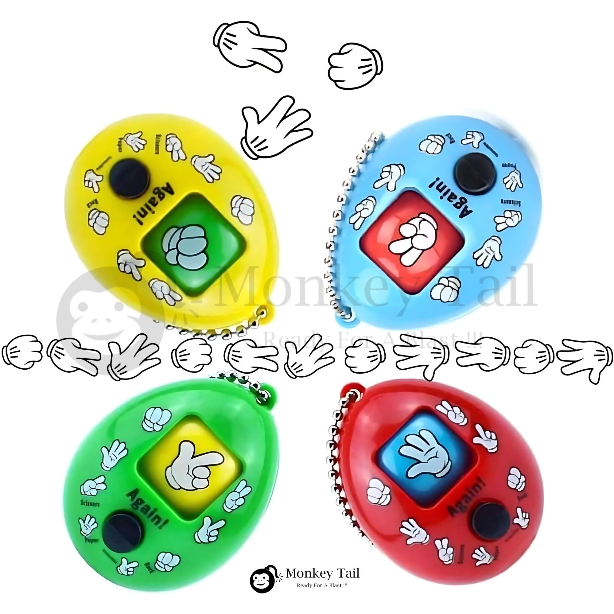 MONKEYTAIL 10 Pcs Rock Paper Scissors Game Key Chains - Birthday Return Gift