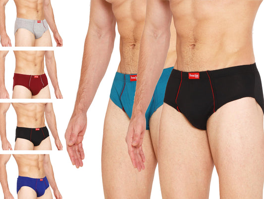 VIP Men's Solid Cotton Briefs with Elasticated Waistband - Pack of 6 (May Vary) - Soft, Breathable, and Comfortable Underwear for Everyday Wear (Assorted_85CM)