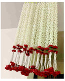 Sphinx Artificial Jasmine Buds (Mogra)& Clustered Rose Strings for Festive Pooja Wedding Housewarming Decorations Approx 2.5 ft - Number of Strings- (Red, 6)