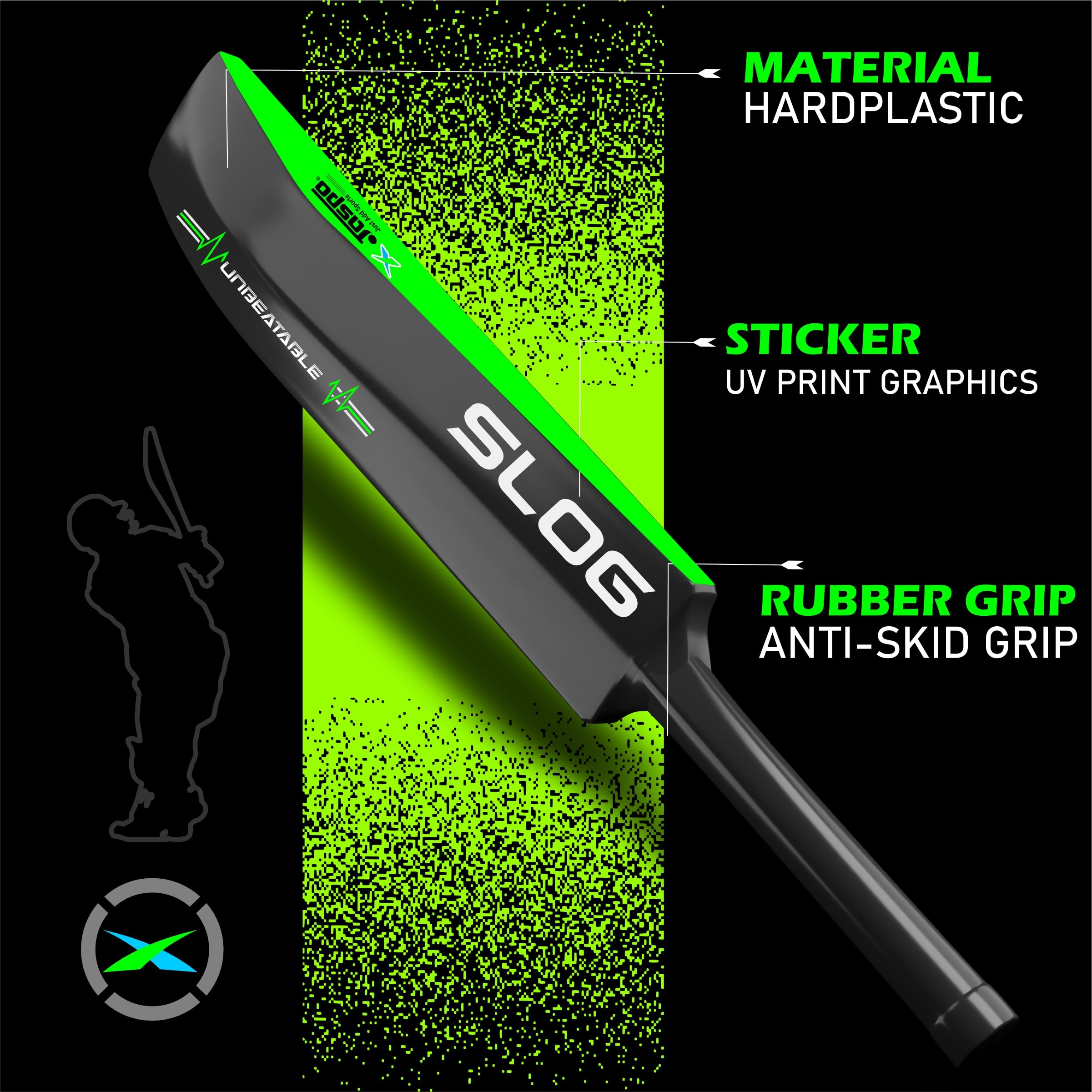 Jaspo SLOG Plastic Tennis Cricket Bat Full Size Bat (34” X 4.5” inch) for All Age Group (SLOG Cricket BAT) (SLOG)