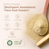 Indus Valley Bio Organic Sandalwood Face Pack Powder Lightens Suntan, Dark Spots & Pigmentation Prevents Acne Breakouts Enriched with Chandan Powder for Glowing Skin & Tan Removal (200g)
